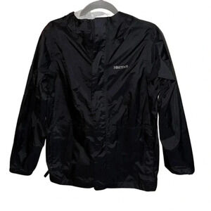 Marmot Black Lightweight Nylon Hoodie Jacket Size XL